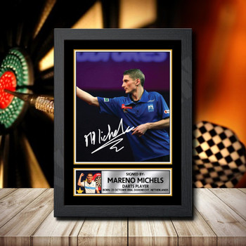 Mareno Michels Signed Autographed Darts Star Poster Print Framed Merch Gift Mareno Michels Signed Autographed Darts Star Poster Print Framed Merch Gift