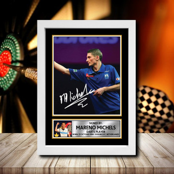 Mareno Michels Signed Autographed Darts Star Poster Print Framed Merch Gift Mareno Michels Signed Autographed Darts Star Poster Print Framed Merch Gift