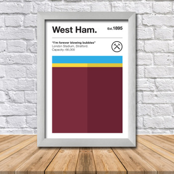 Retro West Ham Club Colours West Ham Fan Football Poster