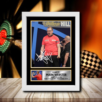 Mark Webster Signed Autographed Darts Star Poster Print Framed Merch Gift