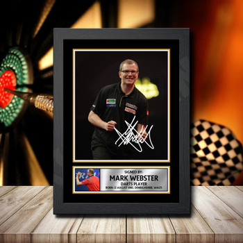 Mark Webster 2 Signed Autographed Darts Star Poster Print Framed Merch Gift
