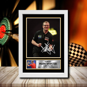 Mark Webster 2 Signed Autographed Darts Star Poster Print Framed Merch Gift