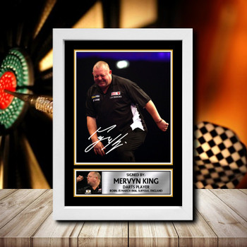 Mervyn King Signed Autographed Darts Star Poster Print Framed Merch Gift Mervyn King Signed Autographed Darts Star Poster Print Framed Merch Gift