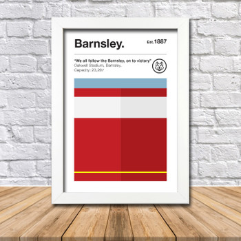 Retro Barnsley Club Colours Barnsley Fan Championship Football Crest Poster Print