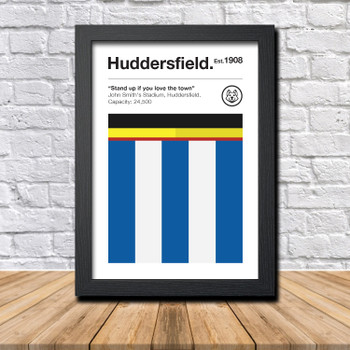 Retro Huddersfield Club Colours Huddersfield Fan Championship Football Crest Poster Print