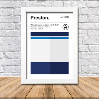 Retro Preston Club Colours Preston Fan Championship Football Crest Poster Print