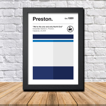 Retro Preston Club Colours Preston Fan Championship Football Crest Poster Print