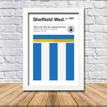Retro Sheffield Wednesday Club Colours Sheffield Wednesday Fan Championship Football Crest Poster Print