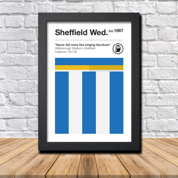 Retro Sheffield Wednesday Club Colours Sheffield Wednesday Fan Championship Football Crest Poster Print