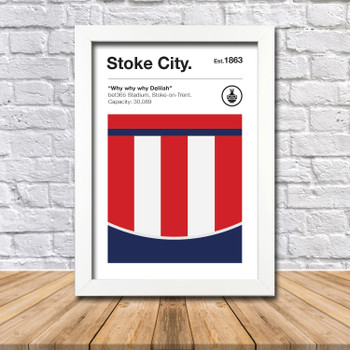 Retro Stoke Club Colours Stoke Fan Championship Football Crest Poster Print