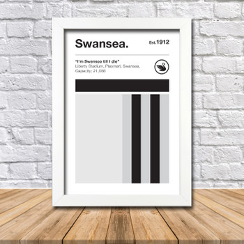Retro Swansea Club Colours Swansea Fan Championship Football Crest Poster Print