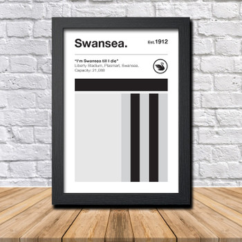 Retro Swansea Club Colours Swansea Fan Championship Football Crest Poster Print