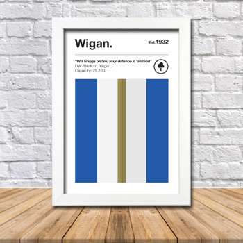 Retro Wigan Club Colours Wigan Fan Championship Football Crest Poster Print