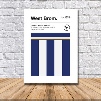 Retro West Brom Club Colours West Brom Fan Championship Football Crest Poster Print