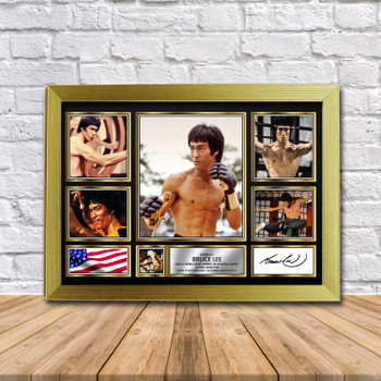 Bruce Lee Gift Framed Autographed Star Poster Print Merch Gift Bruce Lee Gift Framed Autographed Star Poster Print Merch Gift
