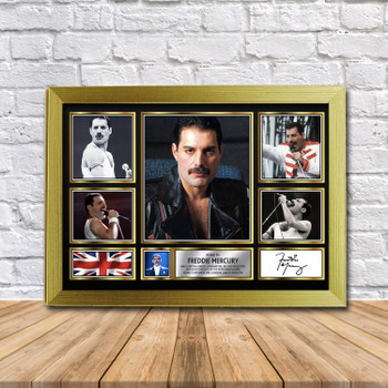 Freddie Mercury Music Gift Framed Autographed Star Poster Print Merch Gift