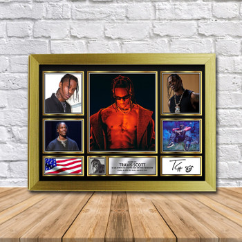 Travis Scott Music Gift Framed Autographed Star Poster Print Merch Gift