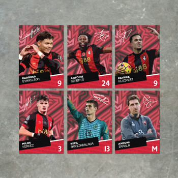 Bournemouth Players SIGNED A6 Poster Pack - 6 Autographed Poster Print Cards (Evanilson, Semenyo, Kluivert, Kerkez, Kepa, Iraola) Bournemouth Players SIGNED A6 Poster Pack - 6 Autographed Poster Print Cards (Evanilson, Semenyo, Kluivert, Kerkez, Kepa, Iraola)