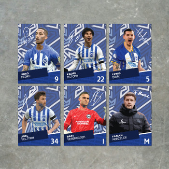 Brighton Players SIGNED A6 Poster Pack - 6 Autographed Poster Print Cards (Pedro, Mitoma, Dunk, Veltman, Verburggen, Hurzler) Brighton Players SIGNED A6 Poster Pack - 6 Autographed Poster Print Cards (Pedro, Mitoma, Dunk, Veltman, Verburggen, Hurzler)