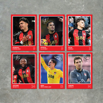 Bournemouth Players SIGNED A6 Poster Pack 2 - 6 Autographed Poster Print Cards (Evanilson, Semenyo, Kluivert, Kerkez, Kepa, Iraola) Bournemouth Players SIGNED A6 Poster Pack 2 - 6 Autographed Poster Print Cards (Evanilson, Semenyo, Kluivert, Kerkez, Kepa, Iraola)
