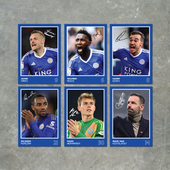Leicester City Players SIGNED A6 Poster Pack 2 - 6 Autographed Poster Print Cards (Winks, Ndidi, Pereira, Vardy, Hermanson, Nistelrooy) Leicester City Players SIGNED A6 Poster Pack 2 - 6 Autographed Poster Print Cards (Winks, Ndidi, Pereira, Vardy, Hermanson, Nistelrooy)