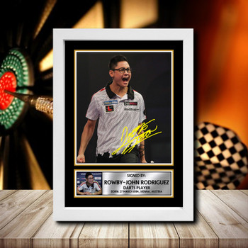 Rowby-John Rodriguez 2 Signed Autographed Darts Star Poster Print Framed Merch Gift Rowby-John Rodriguez 2 Signed Autographed Darts Star Poster Print Framed Merch Gift