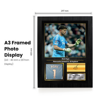 Nick Pope Printed Signed Poster – Newcastle United FC & England Goalkeeper Tribute Wall Art with Jersey & Bio Plaque – Premier League Football Memorabilia for Fans & Collectors