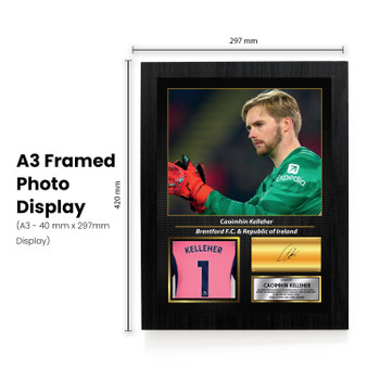 Caoimhín Kelleher Printed Signed Poster – Liverpool FC & Ireland Goalkeeper Tribute Wall Art with Jersey & Bio Plaque – Premier League Football Memorabilia for Fans & Collectors