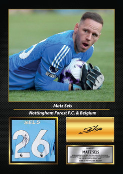 Matz Sels Printed Signed Poster – Nottingham Forest FC & Belgium Goalkeeper Tribute Wall Art with Jersey & Bio Plaque – Premier League Football Memorabilia for Fans & Collectors