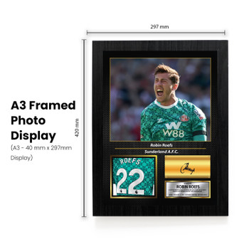 Robin Roefs Printed Signed Poster – Sunderland AFC & Netherlands Goalkeeper Tribute Wall Art with Jersey & Bio Plaque – Premier League Football Memorabilia for Fans & Collectors