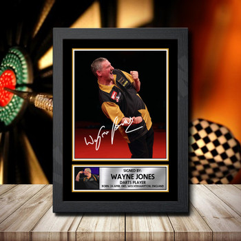 Wayne Jones Signed Autographed Darts Star Poster Print Framed Merch Gift Wayne Jones Signed Autographed Darts Star Poster Print Framed Merch Gift