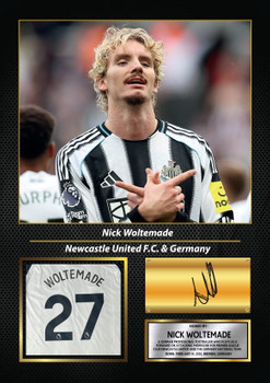 Nick Woltemade Printed Signed Poster – Newcastle United FC & Germany Forward Tribute Wall Art with Jersey & Bio Plaque – Premier League Football Memorabilia for Fans & Collectors