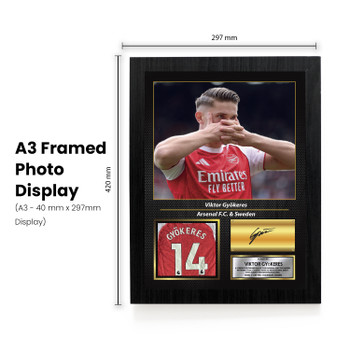Viktor Gyökeres Printed Signed Poster – Arsenal FC & Sweden Striker Tribute Wall Art with Jersey & Bio Plaque – Premier League Football Memorabilia for Fans & Collectors