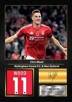 Chris Wood Signed Football Memorabilia – Framed Autograph Display with Nottingham Forest & New Zealand Tribute – Premier League Collectible Gift for Fans