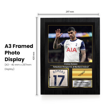 Cristian Romero Signed Football Memorabilia – Framed Autograph Display with Tottenham Hotspur & Argentina Tribute – Collector’s Gift