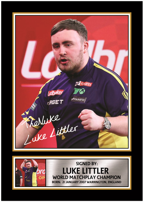 Luke Littler Printed Autograph Poster Print - World Matchplay Champion Darts Wall Art