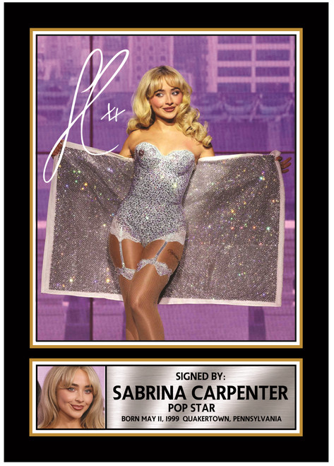 Sabrina Carpenter Printed Autograph Poster Print - Pop Star Stage Performance Wall Art