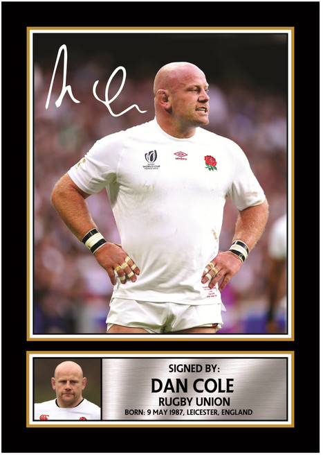 Dan Cole England Rugby Printed Autograph Poster Print - Printed Autograph Wall Art Print