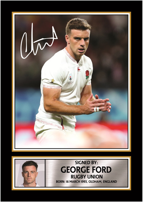 George Ford England Rugby Printed Autograph Poster Print - Printed Autograph Wall Art Print