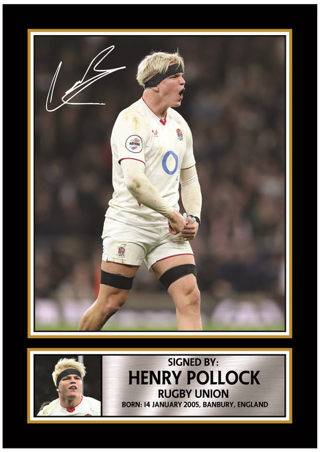 Henry Pollock England Rugby Printed Autograph Poster Print - Printed Autograph Wall Art Print