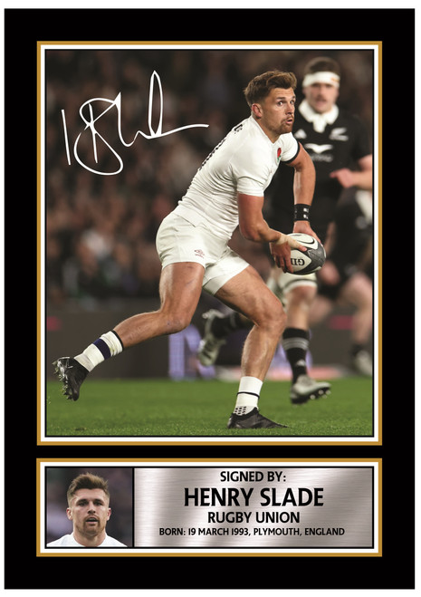 Henry Slade England Rugby Printed Autograph Poster Print - Printed Autograph Wall Art Print