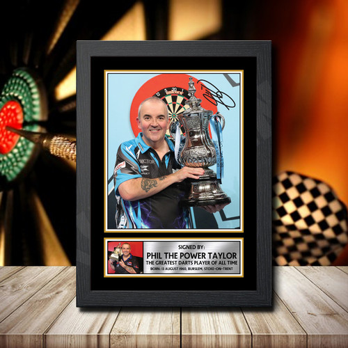 Phil Taylor Darts printed autograph poster print