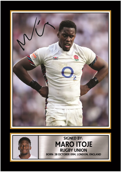 Maro Itoje England Rugby Printed Autograph Poster Print - Printed Autograph Wall Art Print