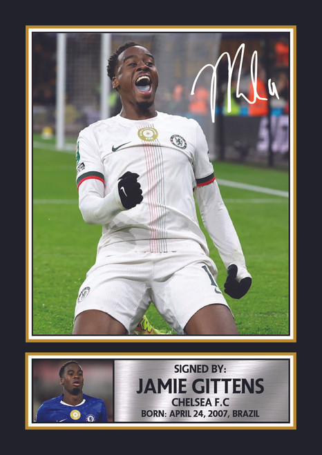 Jamie Gittens printed autograph poster print