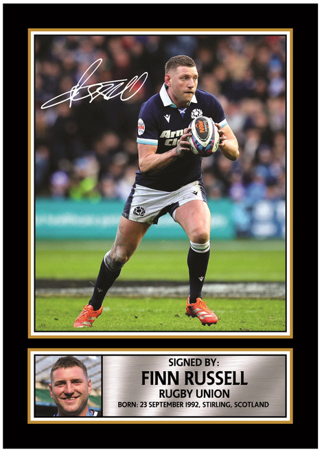 Finn Russell Printed Autograph Poster Print – Scotland Rugby Union Star Wall Art – Scottish Rugby Player Poster Print