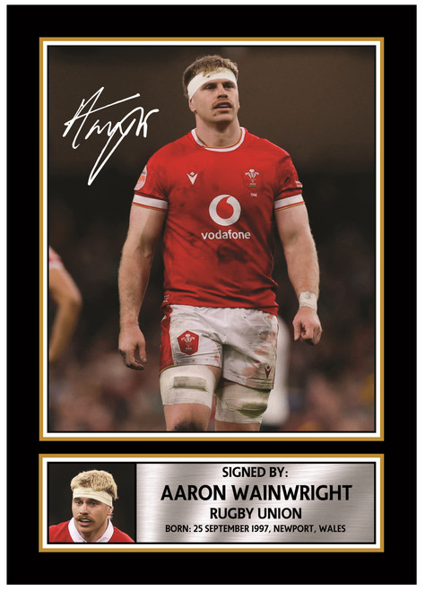 Aaron Wainwright Wales Rugby Poster – Printed Autograph Wall Art – Wales Rugby Union Star Poster for Fans