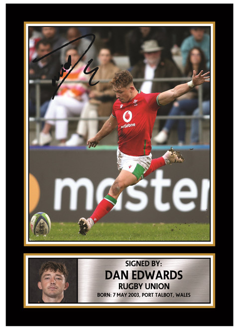 Dan Edwards Wales Rugby Poster printed autograph poster print
