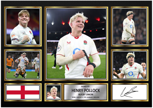 Henry Pollock England Rugby Poster printed autograph poster print