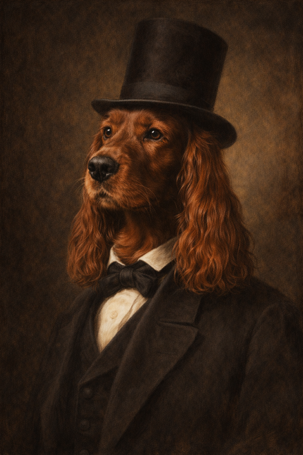 Abraham Lincoln Dog Portrait Poster - Victorian Gentleman Dog Wall Art - Funny Lincoln Pet Painting