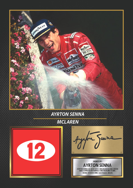 Ayrton Senna Printed Autograph Poster Print - Motorsport Legend Wall Art